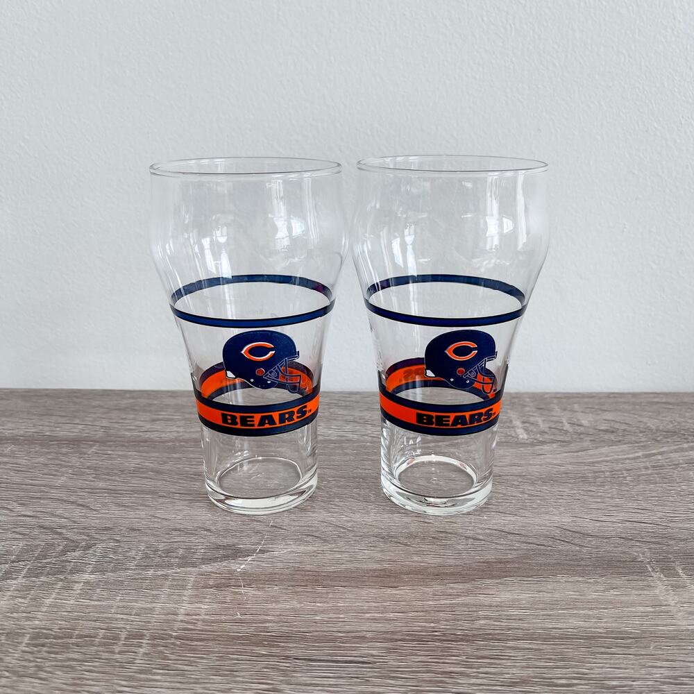 Vintage (set of 2) Chicago Bears Coca-Cola Drinking Glasses